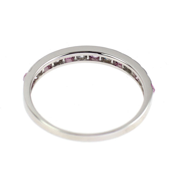 Pt950 ローズカット ピンク サファイア ダイヤモンド リング 0.31ct D0.26ct ハーフエタニティ