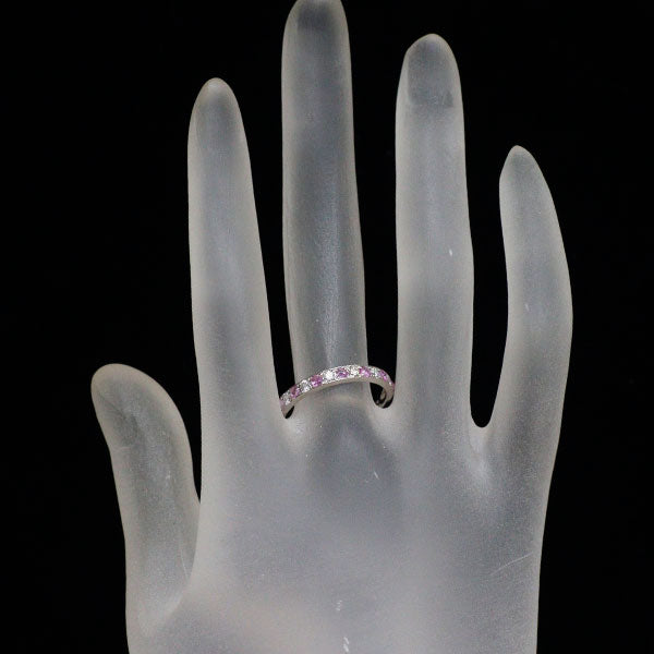 Pt950 ローズカット ピンク サファイア ダイヤモンド リング 0.31ct D0.26ct ハーフエタニティ