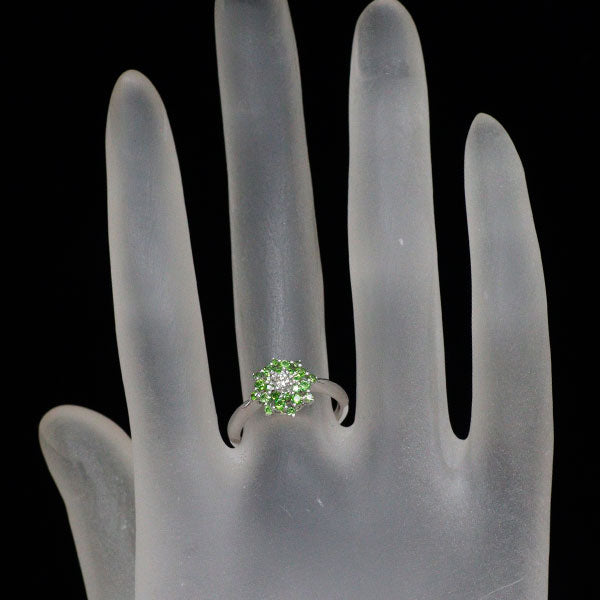 希少 K18WG デマントイドガーネット ダイヤモンド リング 0.32ct D0.06ct