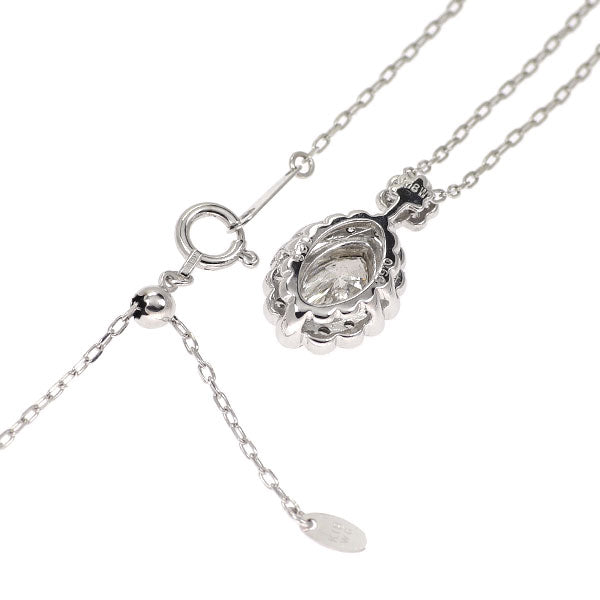 K18WG マーキス ダイヤモンド ペンダントネックレス 0.66ct D0.28ct