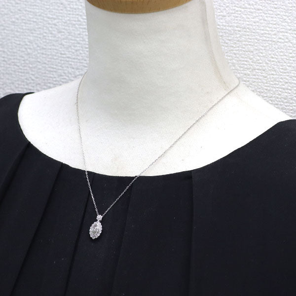 K18WG マーキス ダイヤモンド ペンダントネックレス 0.66ct D0.28ct