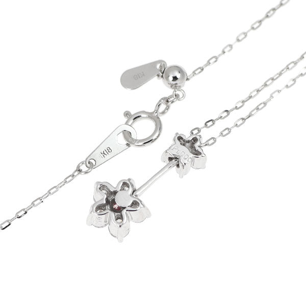希少 Pt900/ K18WG 天然ピンクダイヤモンド ペンダントネックレス 0.05ct D0.45ct フラワー
