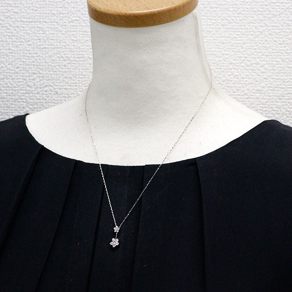 希少 Pt900/ K18WG 天然ピンクダイヤモンド ペンダントネックレス 0.05ct D0.45ct フラワー