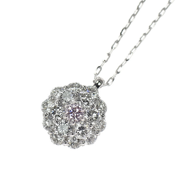 希少 Pt900/ K18WG 天然ピンクダイヤモンド ペンダントネックレス 0.071ct D0.91ct