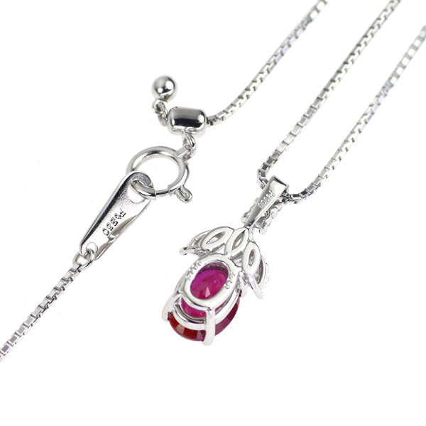 Pt900/ Pt850 ビルマ/ミャンマー産 ルビー ダイヤモンド ペンダントネックレス 1.30ct D0.34ct