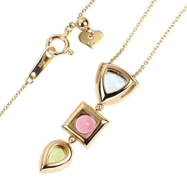 K18YG  ファンシーカット カラーストーン ダイヤモンド ペンダントネックレス D0.27ct