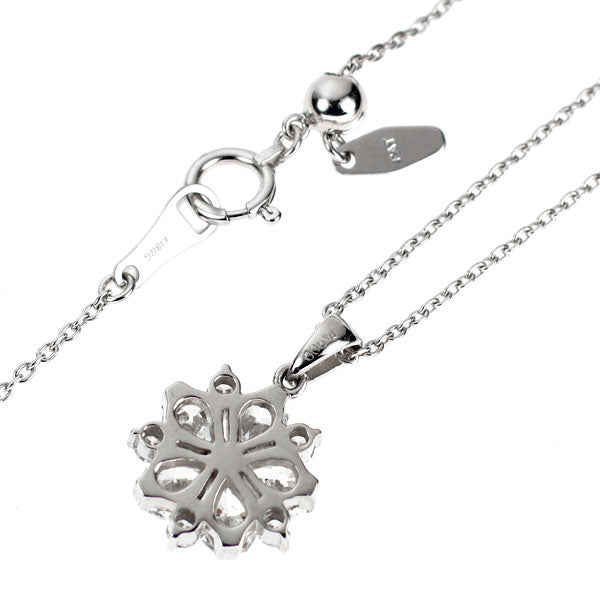 Pt900/ K18WG ペアシェイプ ダイヤモンド ペンダントネックレス 1.21ct D0.16ct フラワー