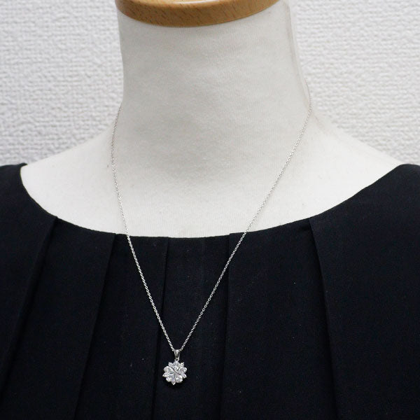 Pt900/ K18WG ペアシェイプ ダイヤモンド ペンダントネックレス 1.21ct D0.16ct フラワー