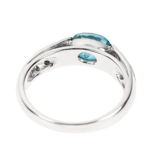 K18WG ブルージルコン ダイヤモンド リング 1.68ct D0.13ct