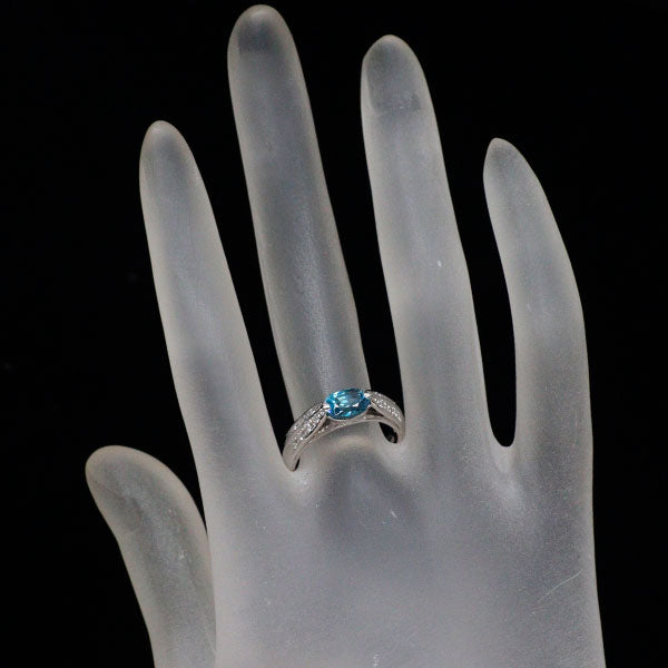 K18WG ブルージルコン ダイヤモンド リング 1.68ct D0.13ct