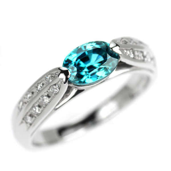 K18WG ブルージルコン ダイヤモンド リング 1.68ct D0.13ct