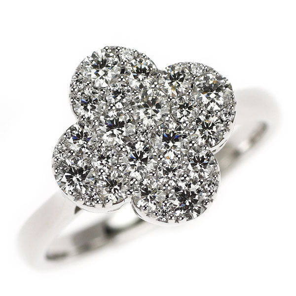 K18WG H&C ダイヤモンド リング 1.00ct フラワー パヴェ