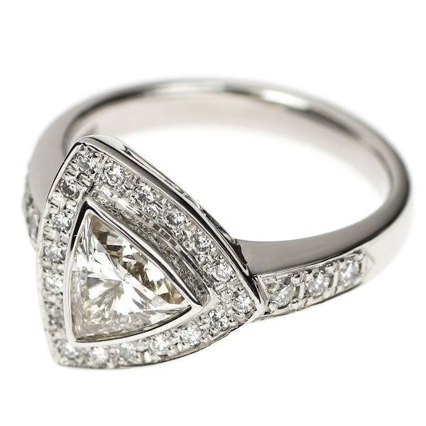 Pt900 トリリアントカット ダイヤモンド リング 1.011ct D0.30ct
