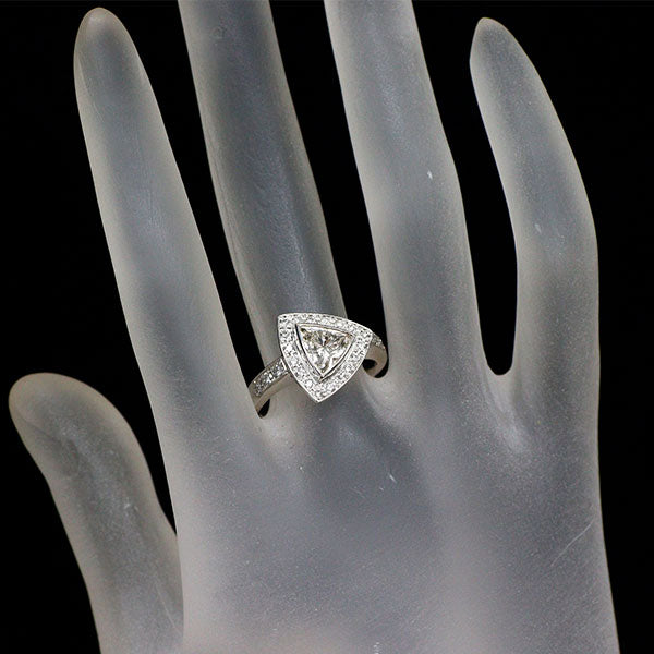 Pt900 トリリアントカット ダイヤモンド リング 1.011ct D0.30ct
