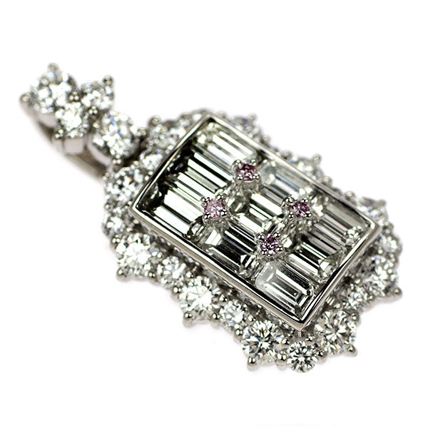 K.dion/ケーディオン Pt900 天然ピンク/カラーレス ダイヤモンド ペンダントトップ 0.033ct D2.89ct