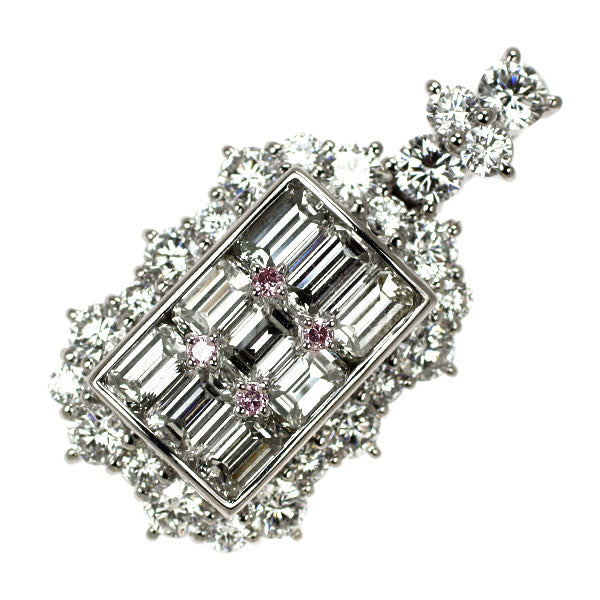 K.dion/ケーディオン Pt900 天然ピンク/カラーレス ダイヤモンド ペンダントトップ 0.033ct D2.89ct