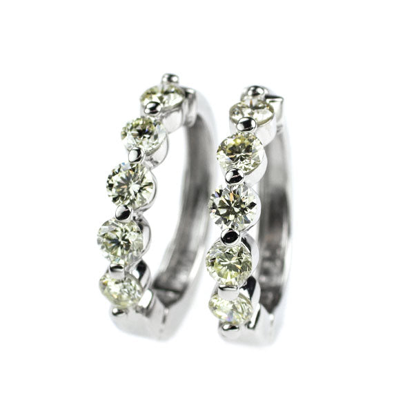 Pt900 ダイヤモンド イヤリング 1.00ct フープ ピアリング
