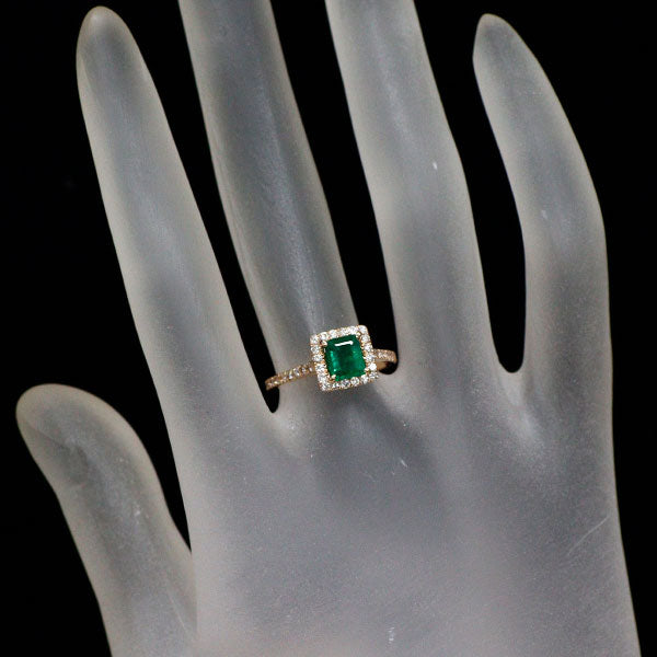K18PG エメラルド ダイヤモンド リング 0.65ct D0.38ct