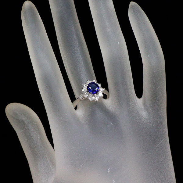 Pt900 サファイア ダイヤモンド リング 1.28ct D0.77ct