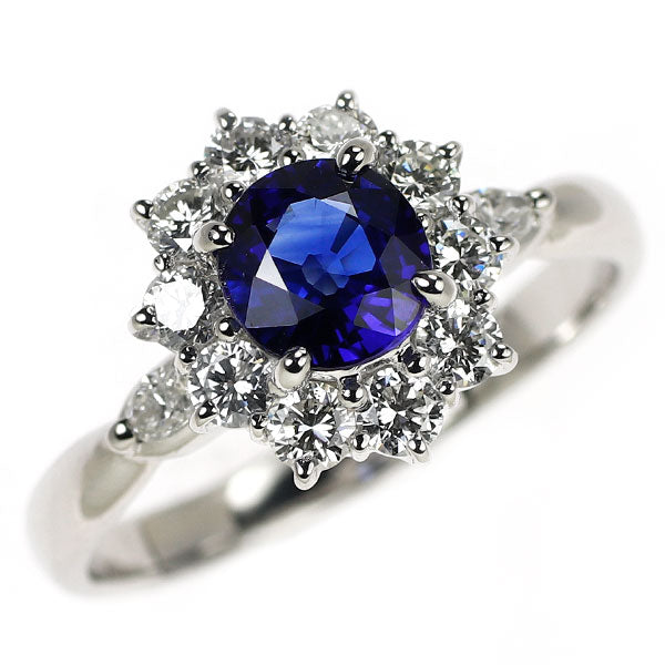 Pt900 サファイア ダイヤモンド リング 1.28ct D0.77ct