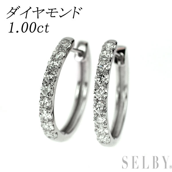 K18WG ダイヤモンド フープ ピアス 1.00ct