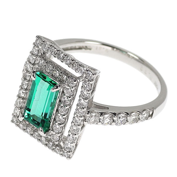 Pt950 コロンビア産 ノンオイルエメラルド ダイヤモンド リング 0.92ct D0.81ct