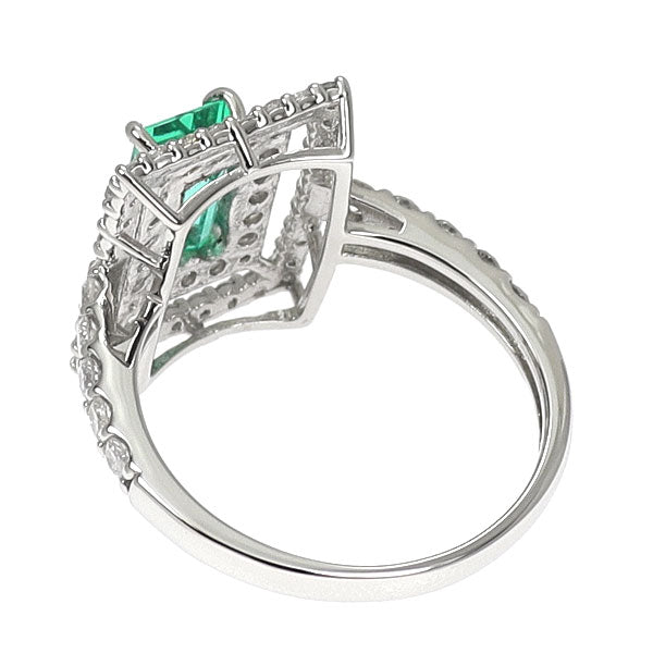 Pt950 コロンビア産 ノンオイルエメラルド ダイヤモンド リング 0.92ct D0.81ct