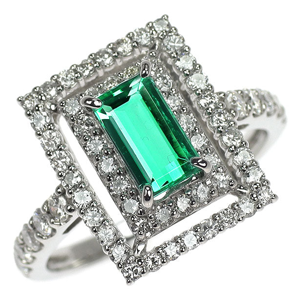 Pt950 コロンビア産 ノンオイルエメラルド ダイヤモンド リング 0.92ct D0.81ct