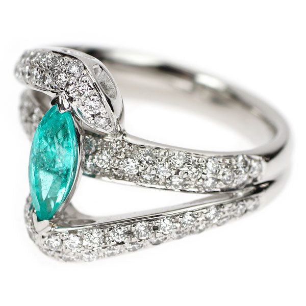 Pt900 ブラジル産 パライバトルマリン ダイヤモンド リング 0.632ct D0.75ct