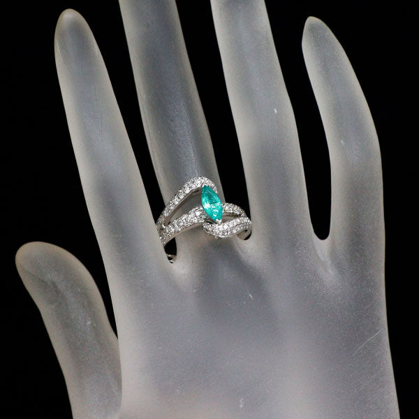 Pt900 ブラジル産 パライバトルマリン ダイヤモンド リング 0.632ct D0.75ct