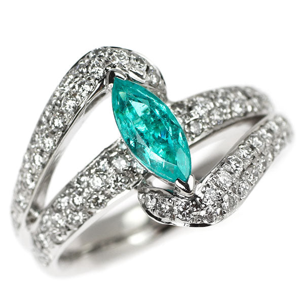 Pt900 ブラジル産 パライバトルマリン ダイヤモンド リング 0.632ct D0.75ct