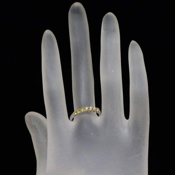 Pt900 天然イエロー/カラーレス ダイヤモンド リング 0.455ct FVY VS2-SI2 D0.08ct