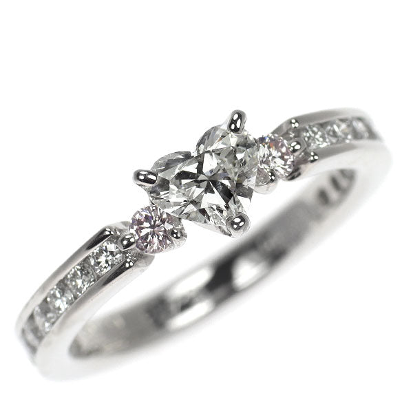 Pt900 ハートシェイプ ダイヤモンド リング 0.418ct PD0.35ct D0.10ct