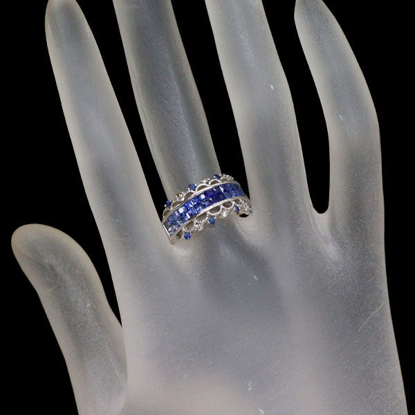 K18WG サファイア ダイヤモンド リング 1.81ct D0.08ct ミステリーセッティング