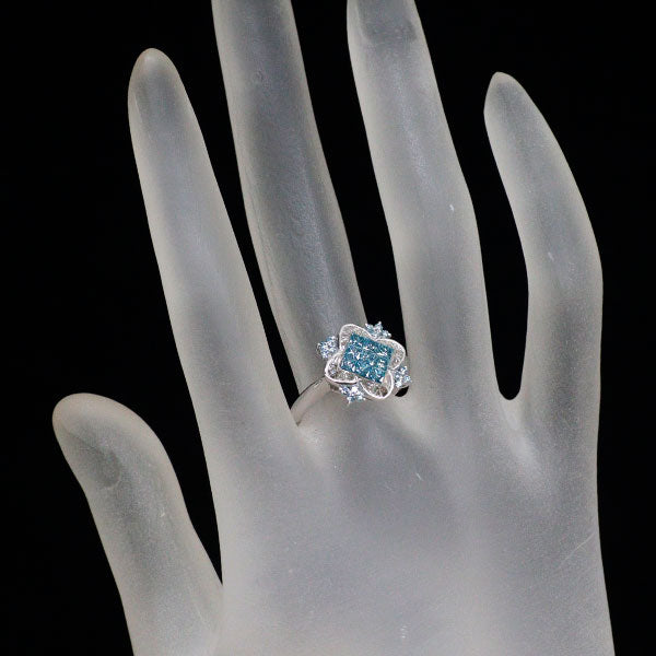 K18WG カラーレス/トリートブルー ダイヤモンド リング 0.80ct ミステリーセッティング