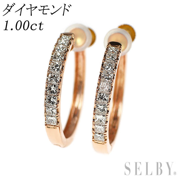 K18PG ダイヤモンド フープ イヤリング 1.00ct