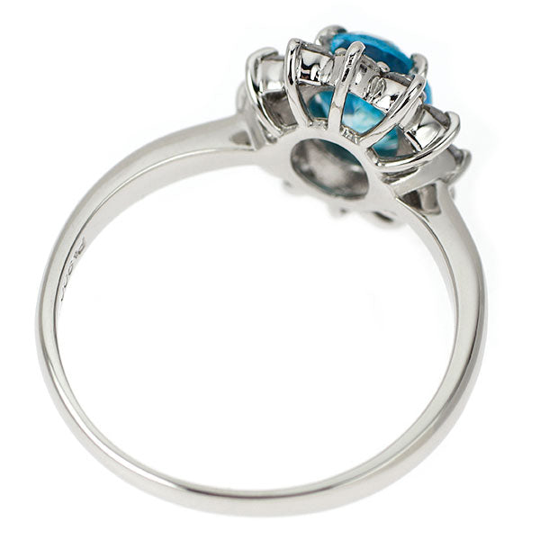 Pt900 ブルージルコン ダイヤモンド リング 1.50ct D0.48ct