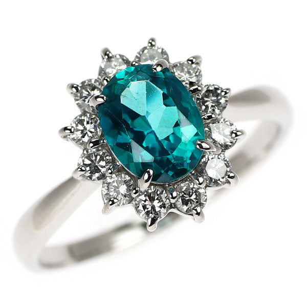Pt900 ブルージルコン ダイヤモンド リング 1.50ct D0.48ct