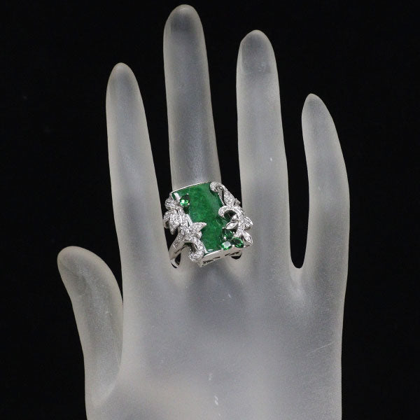 K18WG 翡翠 グリーンガーネット ダイヤモンド リング 3.95ct G0.57ct D0.45ct