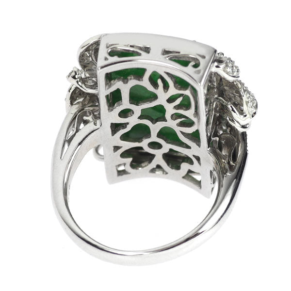 K18WG 翡翠 グリーンガーネット ダイヤモンド リング 3.95ct G0.57ct D0.45ct