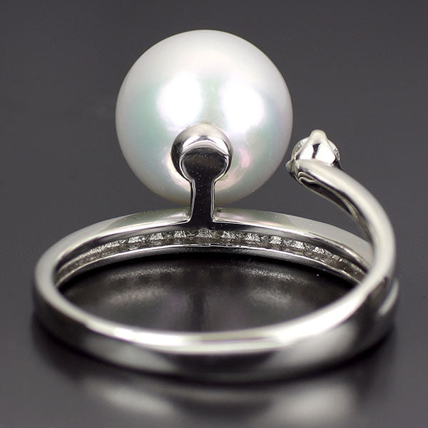Pt900 アコヤ 真珠/パール ダイヤモンド リング径約9.5mm D0.10ct