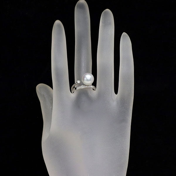 Pt900 アコヤ 真珠/パール ダイヤモンド リング径約9.5mm D0.10ct
