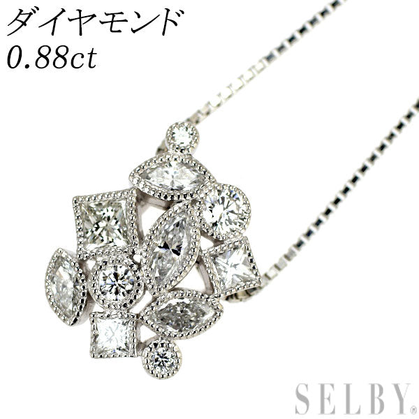Pt900/ Pt850 ダイヤモンド ペンダントネックレス 0.88ct