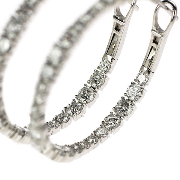 K18WG ダイヤモンド ピアス 5.46ct フープ