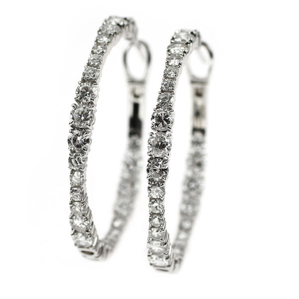 K18WG ダイヤモンド ピアス 5.46ct フープ