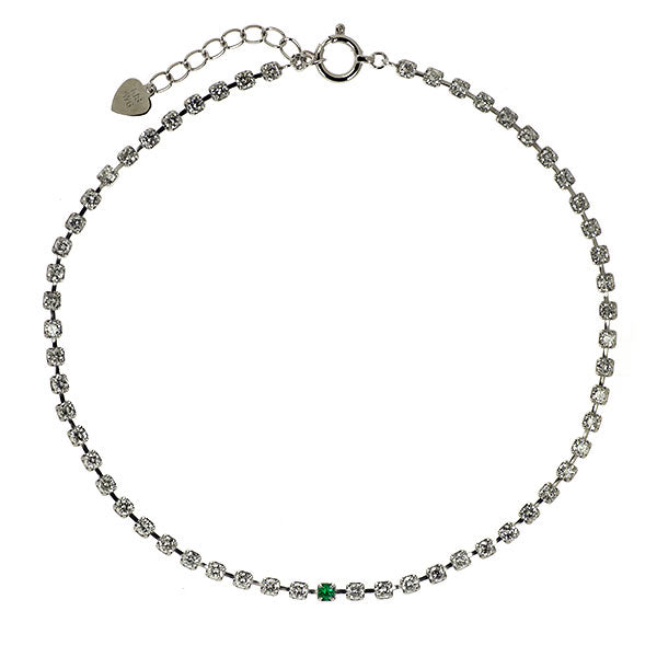 K18WG ダイヤモンド エメラルド テニス ブレスレット 1.71ct