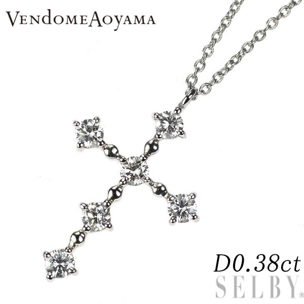 ヴァンドーム青山 Pt900/ Pt850 ダイヤモンド ペンダントネックレス 0.38ct クロス