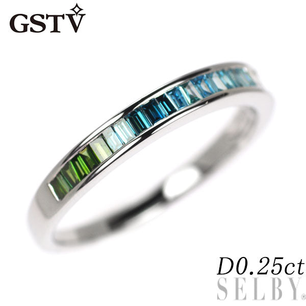 GSTV K18WG カラーレス/トリートグリーン/ブルー ダイヤモンド リング 0.25ct ハーフエタニティ