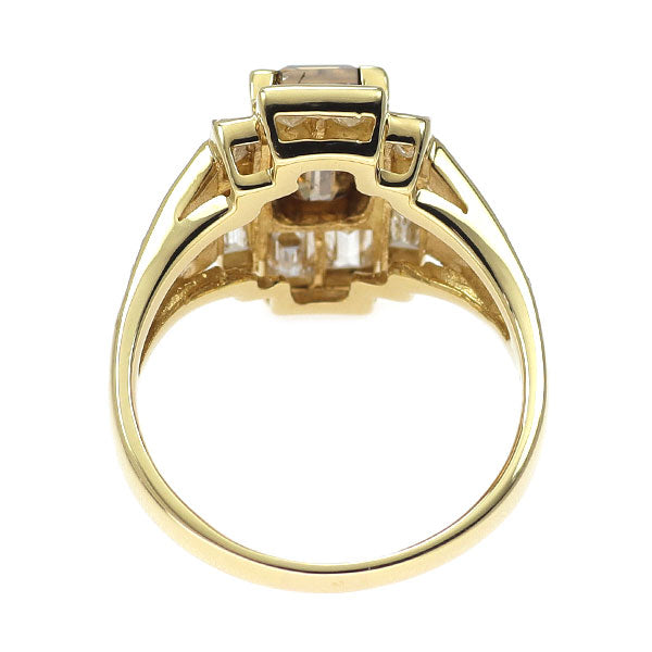 K18YG エメラルドカット ダイヤモンド リング 2.134ct D1.13ct