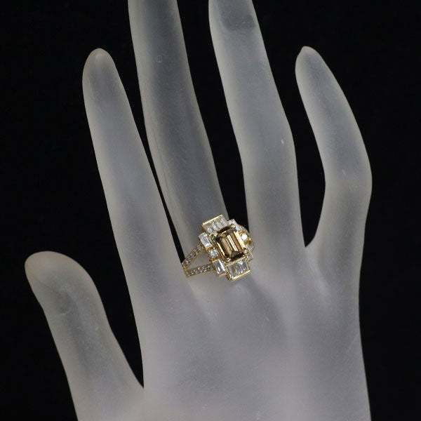 K18YG エメラルドカット ダイヤモンド リング 2.134ct D1.13ct